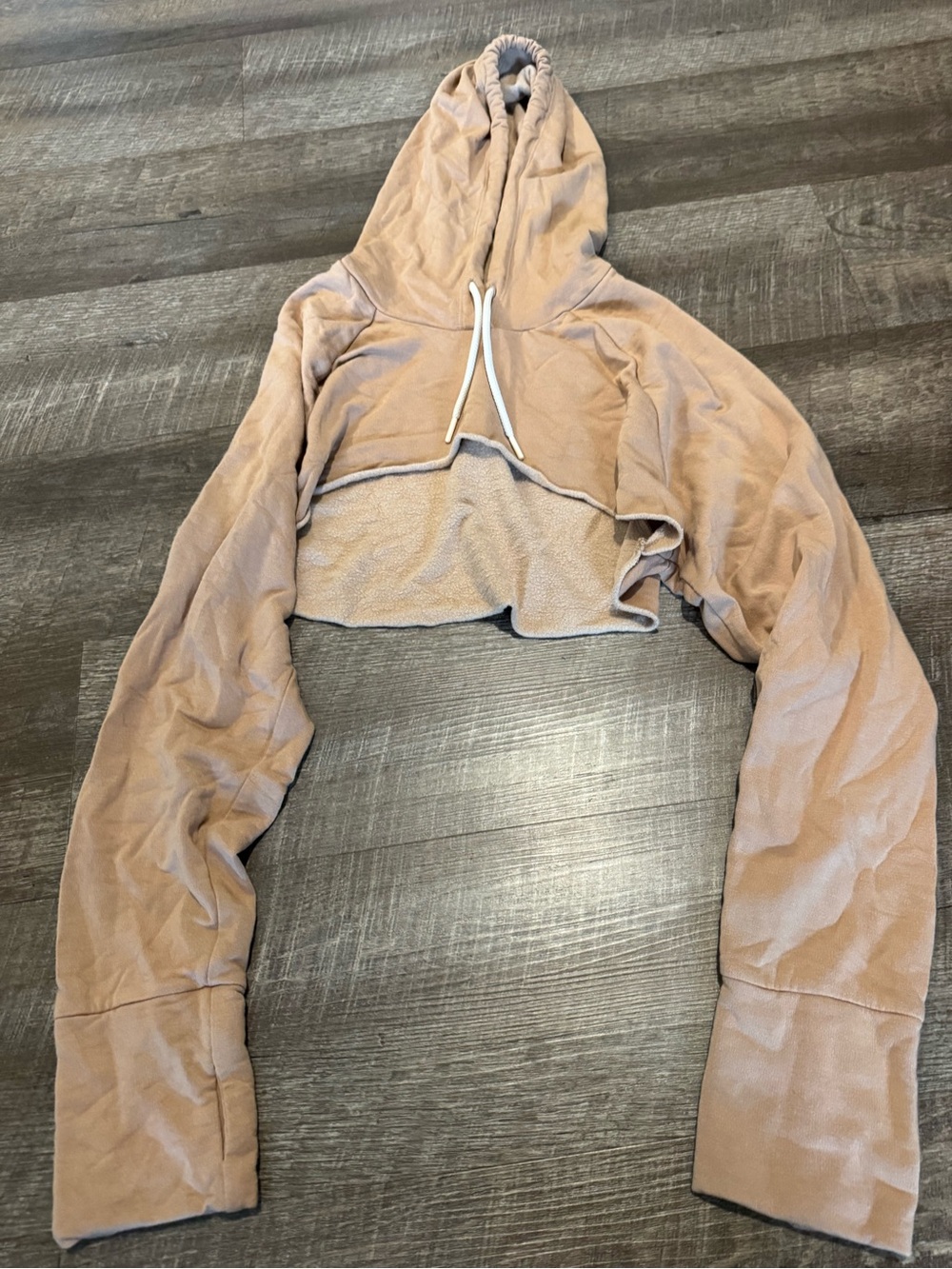 Aerie Tan Cropped Hooded Pullover Shrug